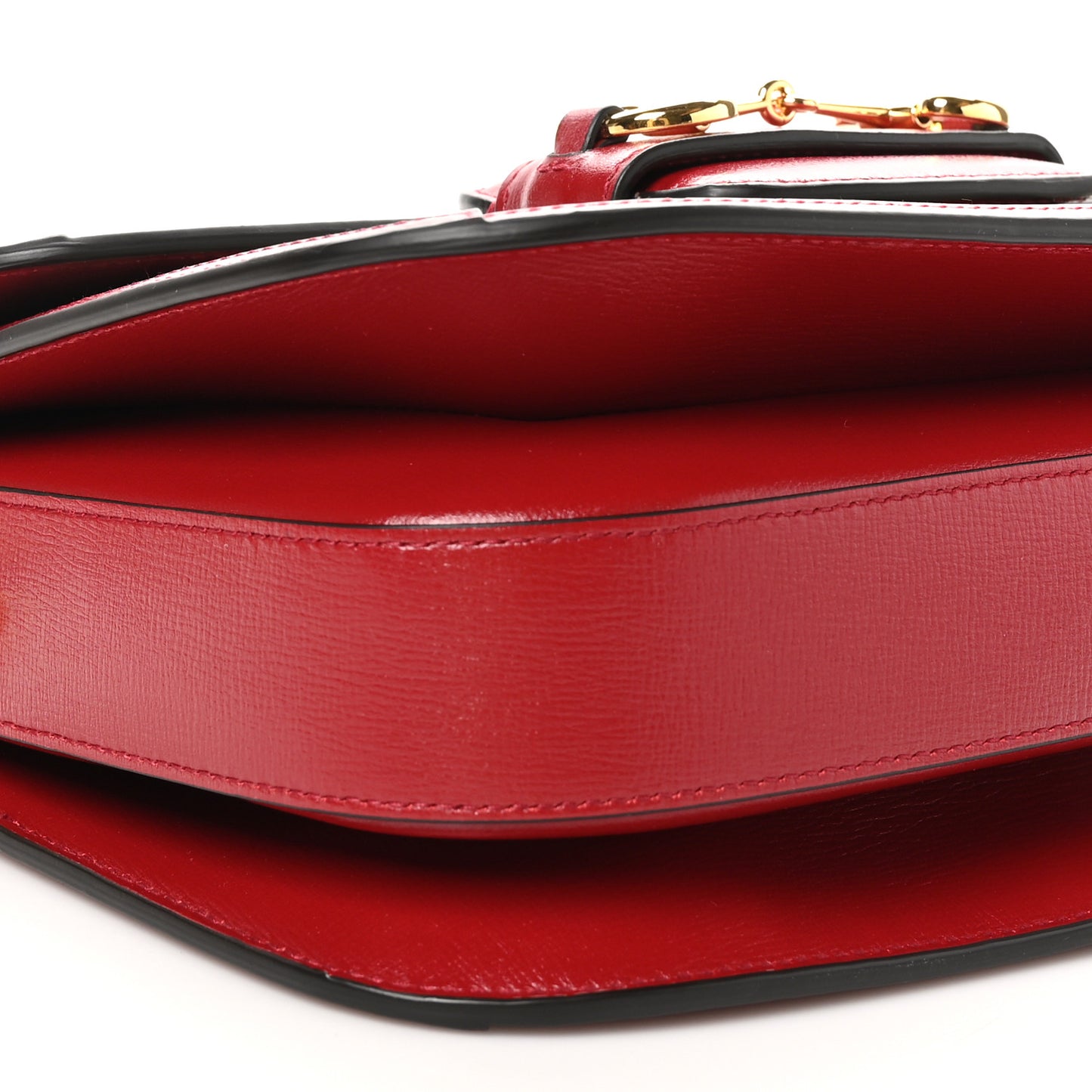 GG Supreme Monogram Azalea Calfskin Horsebit 1955 Shoulder Bag Beige Ebony New Cherry Red