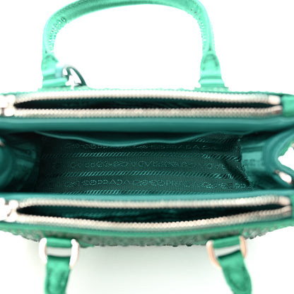 Prada Satin Crystal Mini Galleria Double Zip Tote Mango 5 of 11