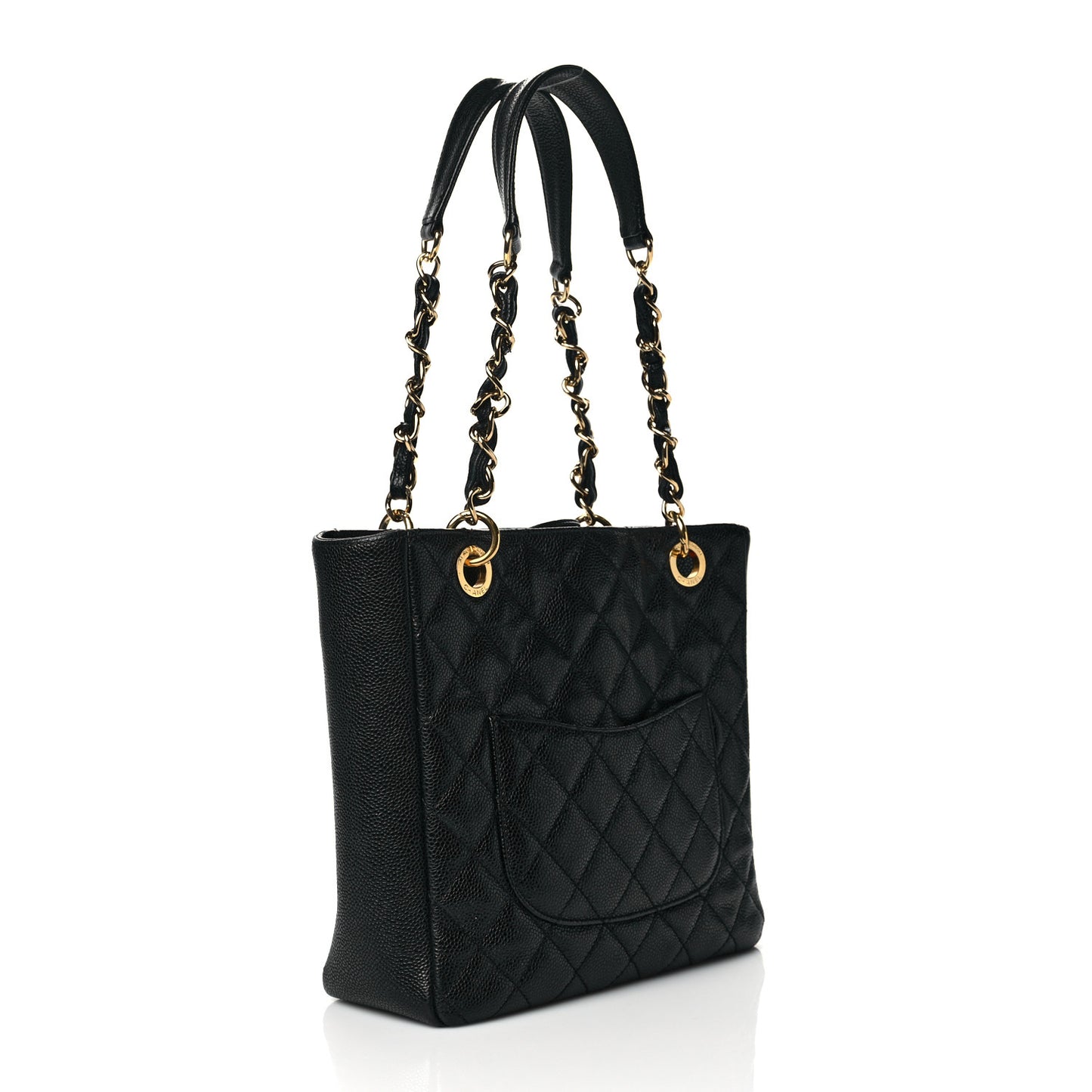 Caviar Quilted Petit Shopping Tote PST Black
