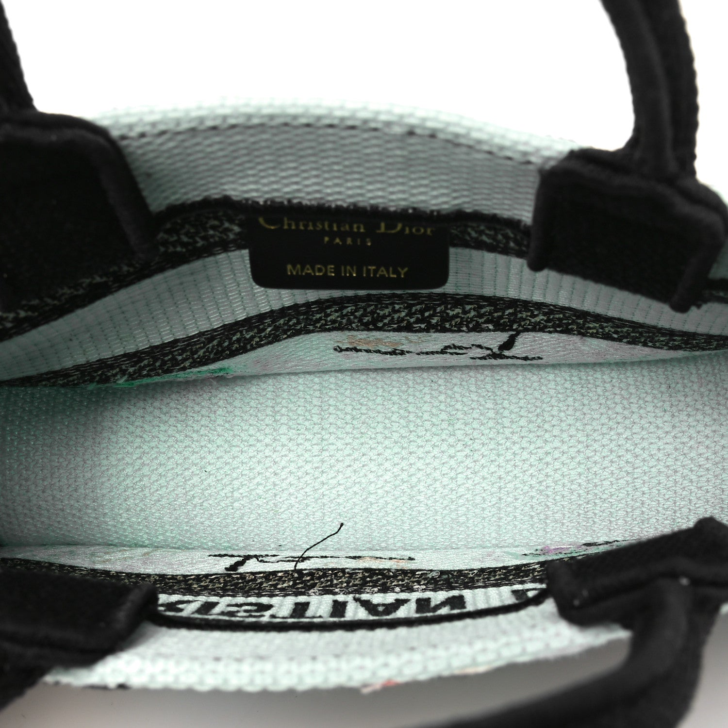 Christian Dior Canvas Embroidered Souvenir Saint Tropez Mini Book Tote With Strap Natural Multicolor 5 of 11
