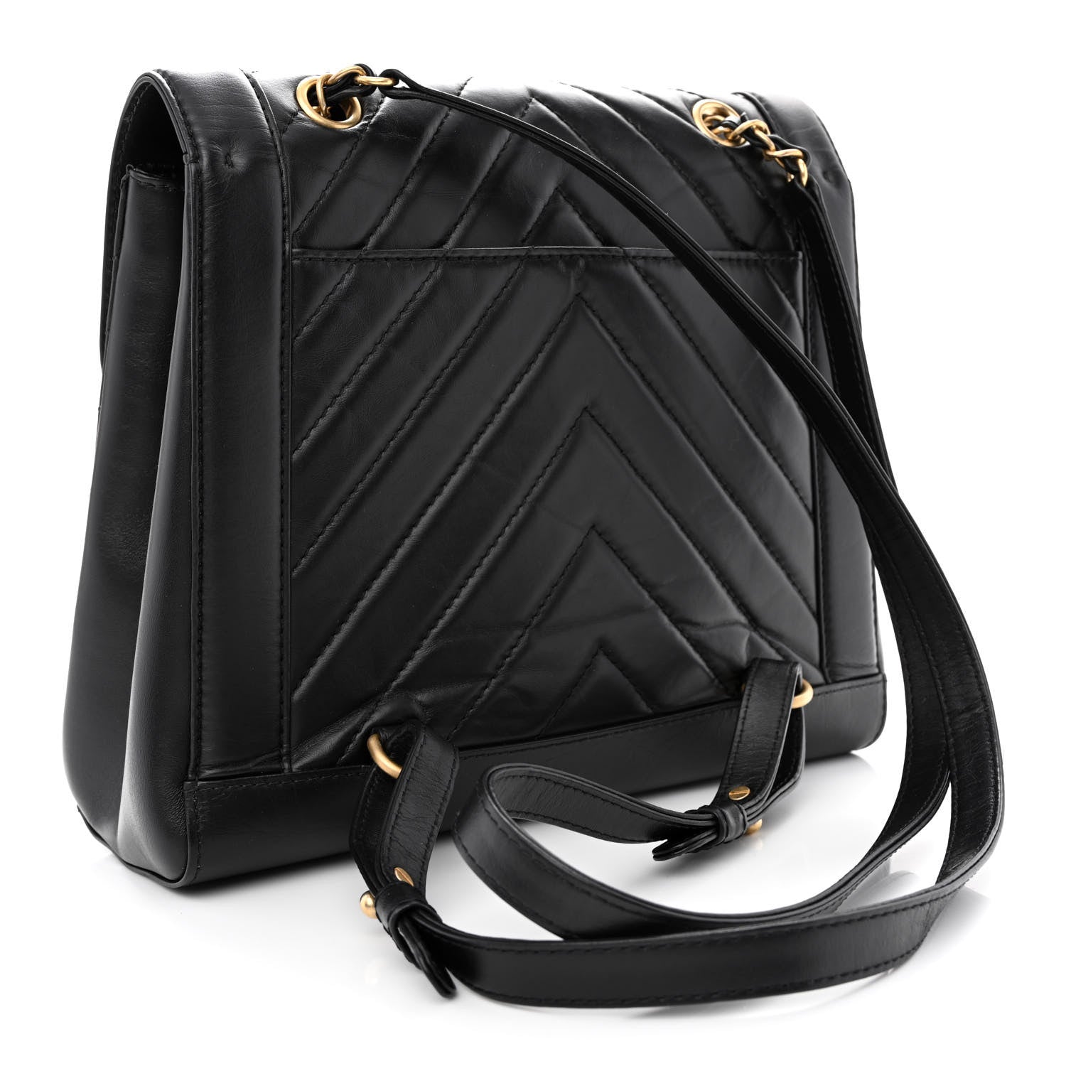 Chanel Aged Calfskin Chevron Quilted Backpack Black 3 of 10