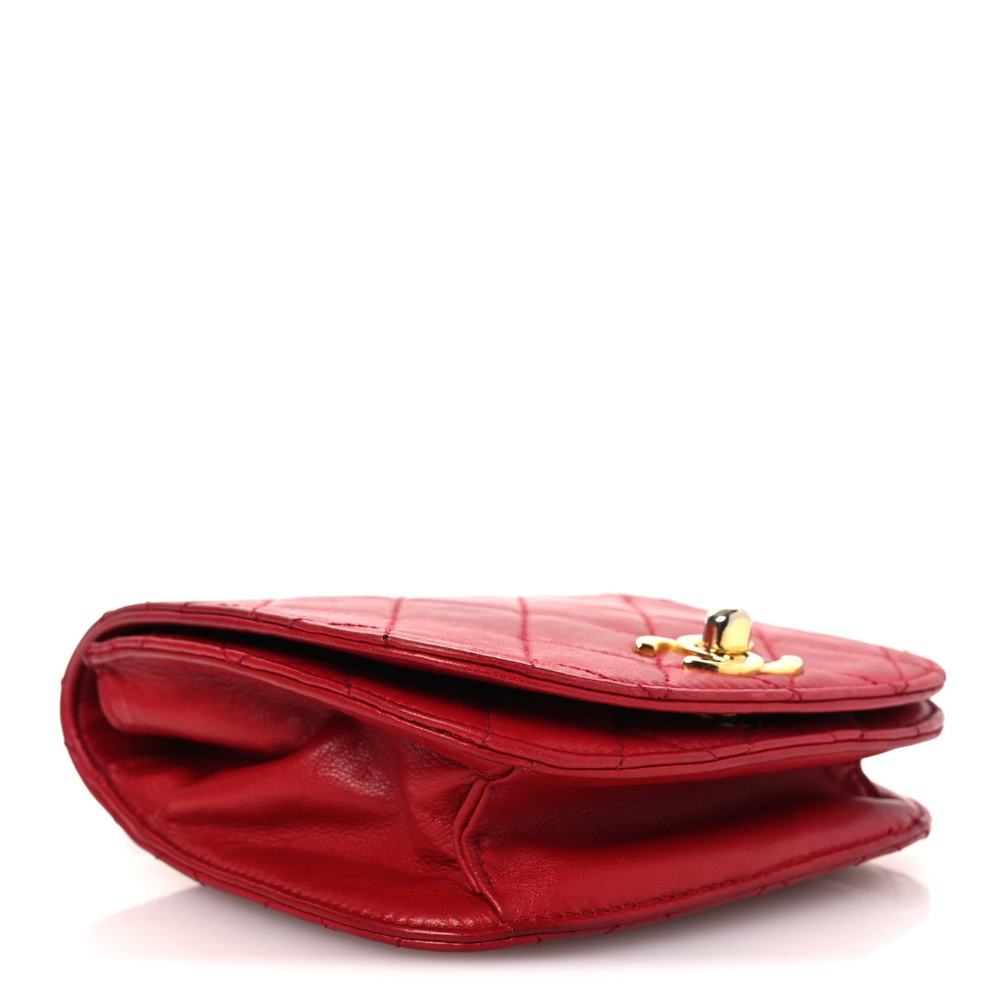 Lambskin Quilted Flap Waist Belt Bag 75 30 Red
