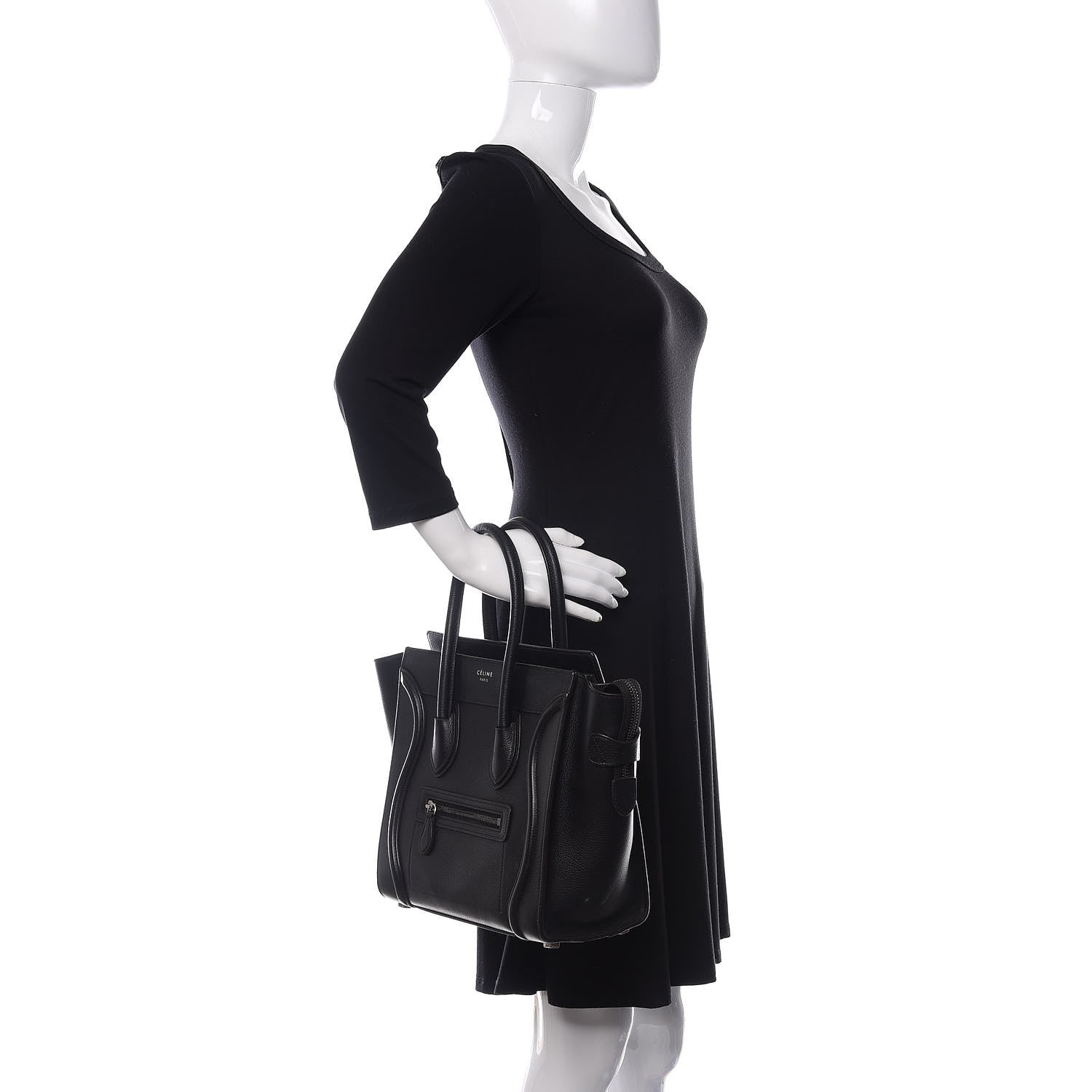 Celine Drummed Calfskin Micro Luggage Black 2 of 11