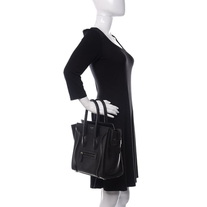 Celine Drummed Calfskin Micro Luggage Black 2 of 11