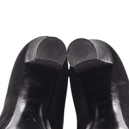 Louis Vuitton Suede Peep Toe Ankle Boots 37 Black 21 of 23