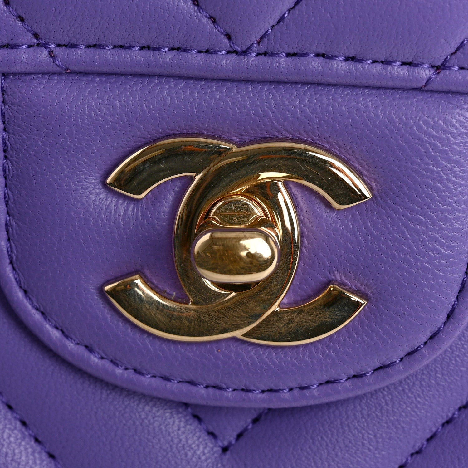 Chanel Lambskin Chevron Quilted Small Double Flap Purple 12 of 13