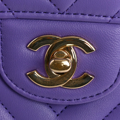 Chanel Lambskin Chevron Quilted Small Double Flap Purple 12 of 13