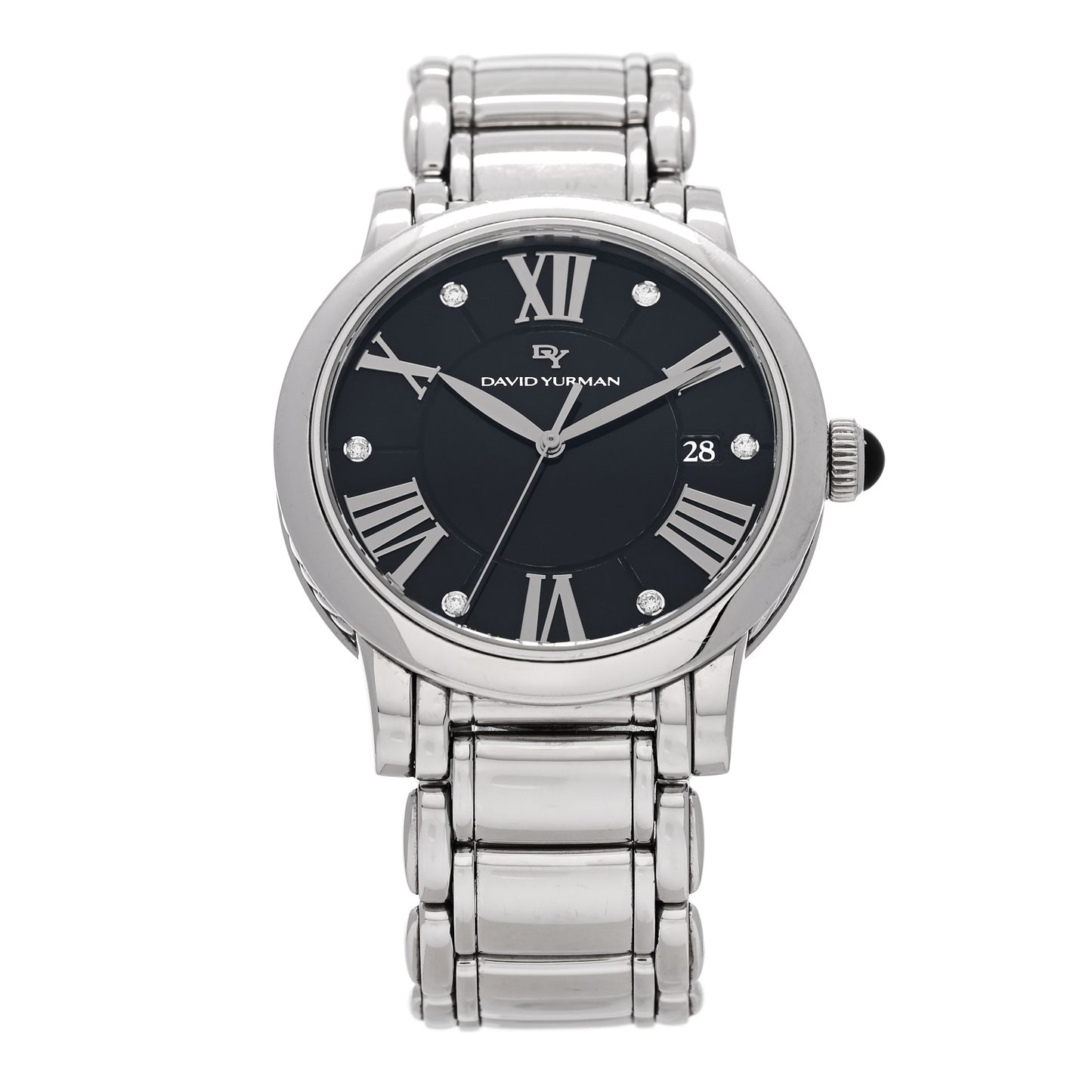 Stainless Steel Diamond 38mm Classic Quartz Watch Black