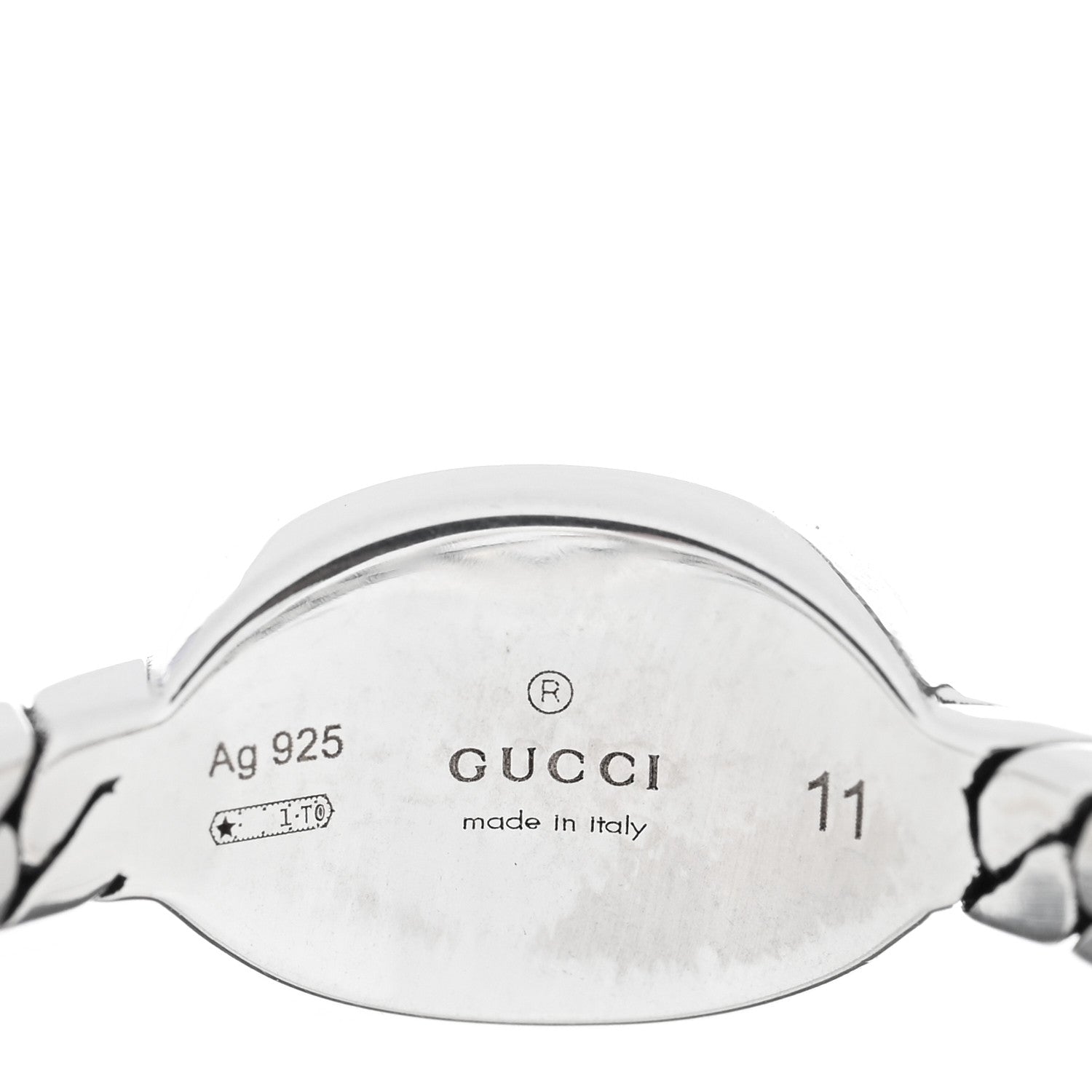 Gucci Sterling Silver Enamel Interlocking G Chain Ring 51 5.75 Black 4 of 4