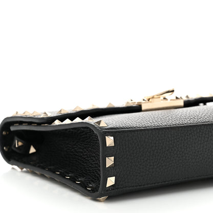 Valentino Garavani Pebbled Calfskin Medium Rockstud Flip Lock Crossbody Bag Black 8 of 10