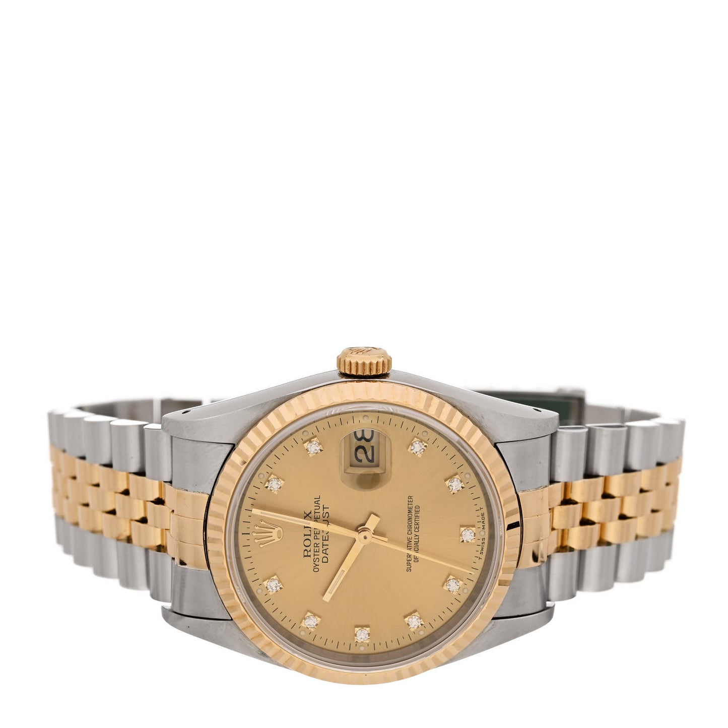 Stainless Steel 18K Yellow Gold Diamond 36mm Oyster Perpetual Datejust Watch Champagne 16233