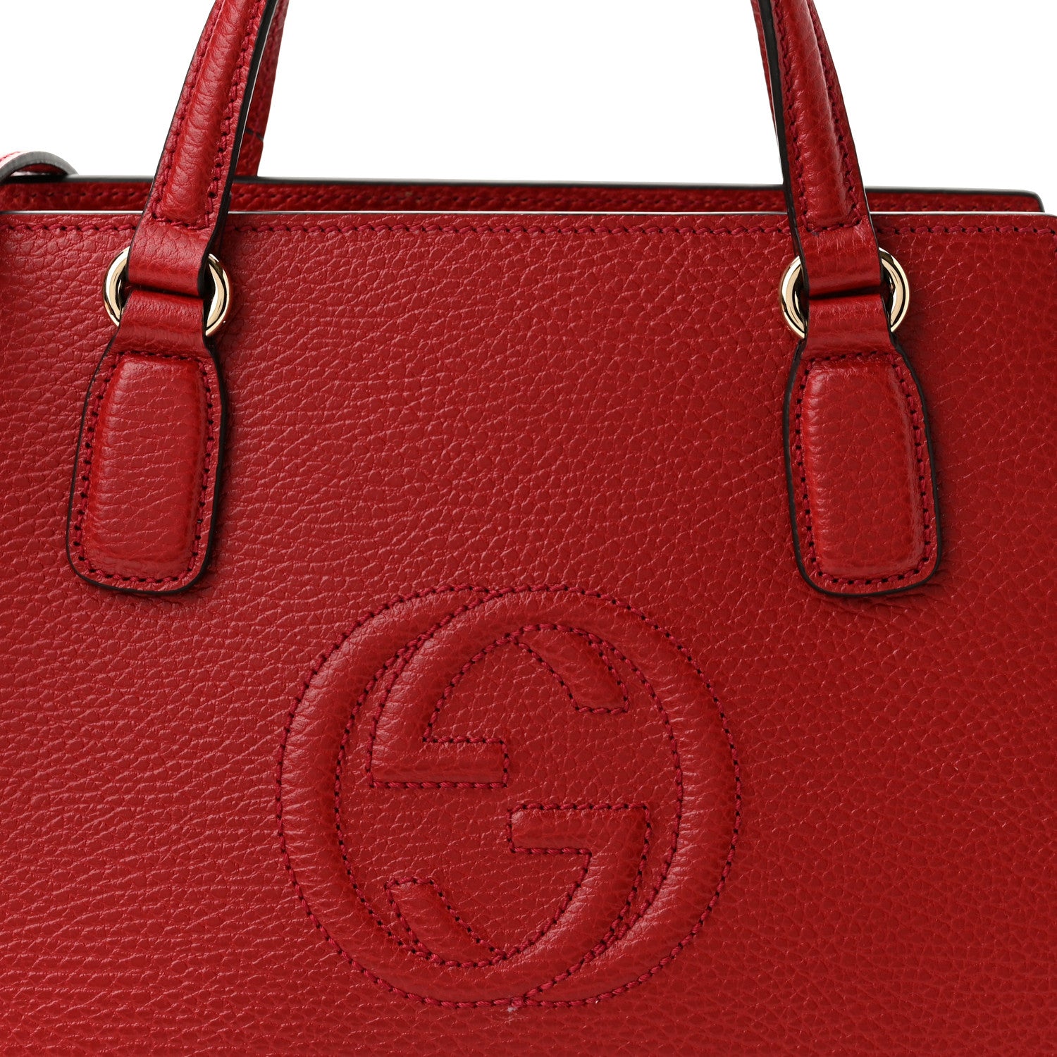 Gucci Dollar Calfskin Medium Soho Top Handle Satchel Hibiscus Red 8 of 10