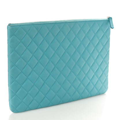 Chanel Lambskin Quilted Large Cosmetic Case Light Blue 3 of 10