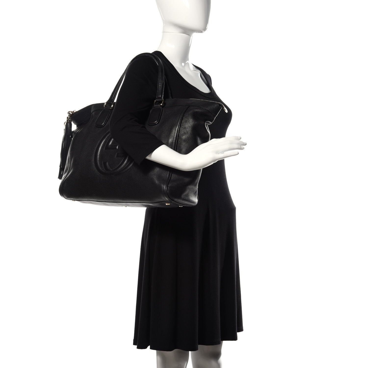 Gucci Pebbled Calfskin Large Soho Top Handle Bag Black 2 of 10