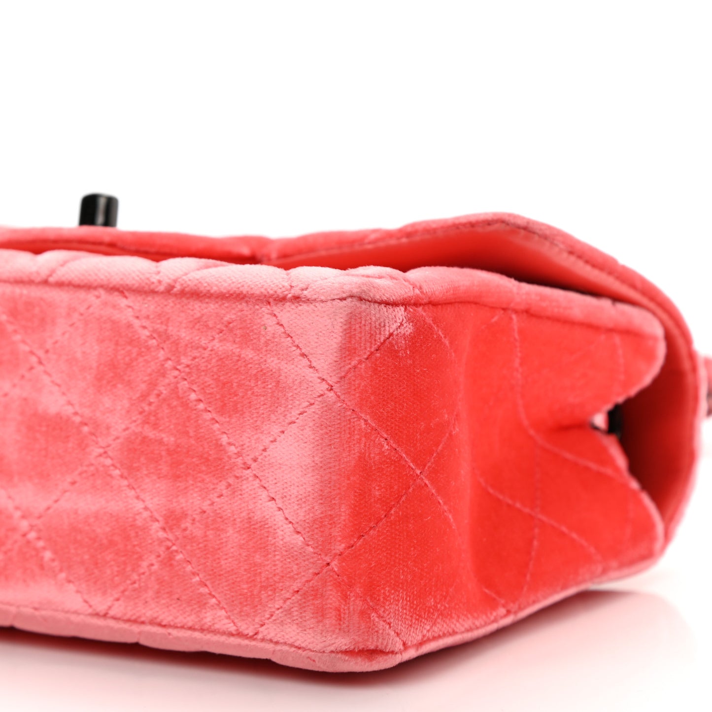 Velvet Quilted Mini Rectangular Flap Coral