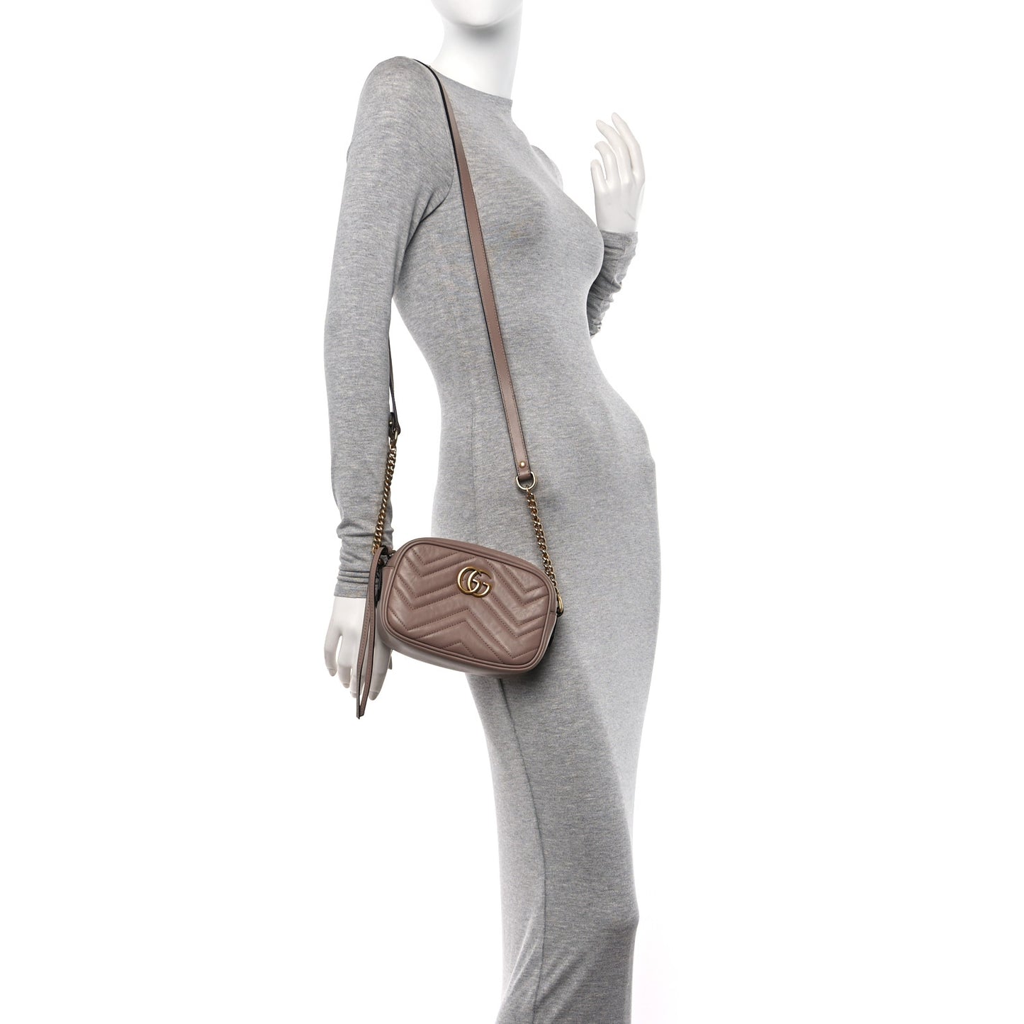 Calfskin Matelasse Small GG Marmont Chain Shoulder Bag Porcelain Rose