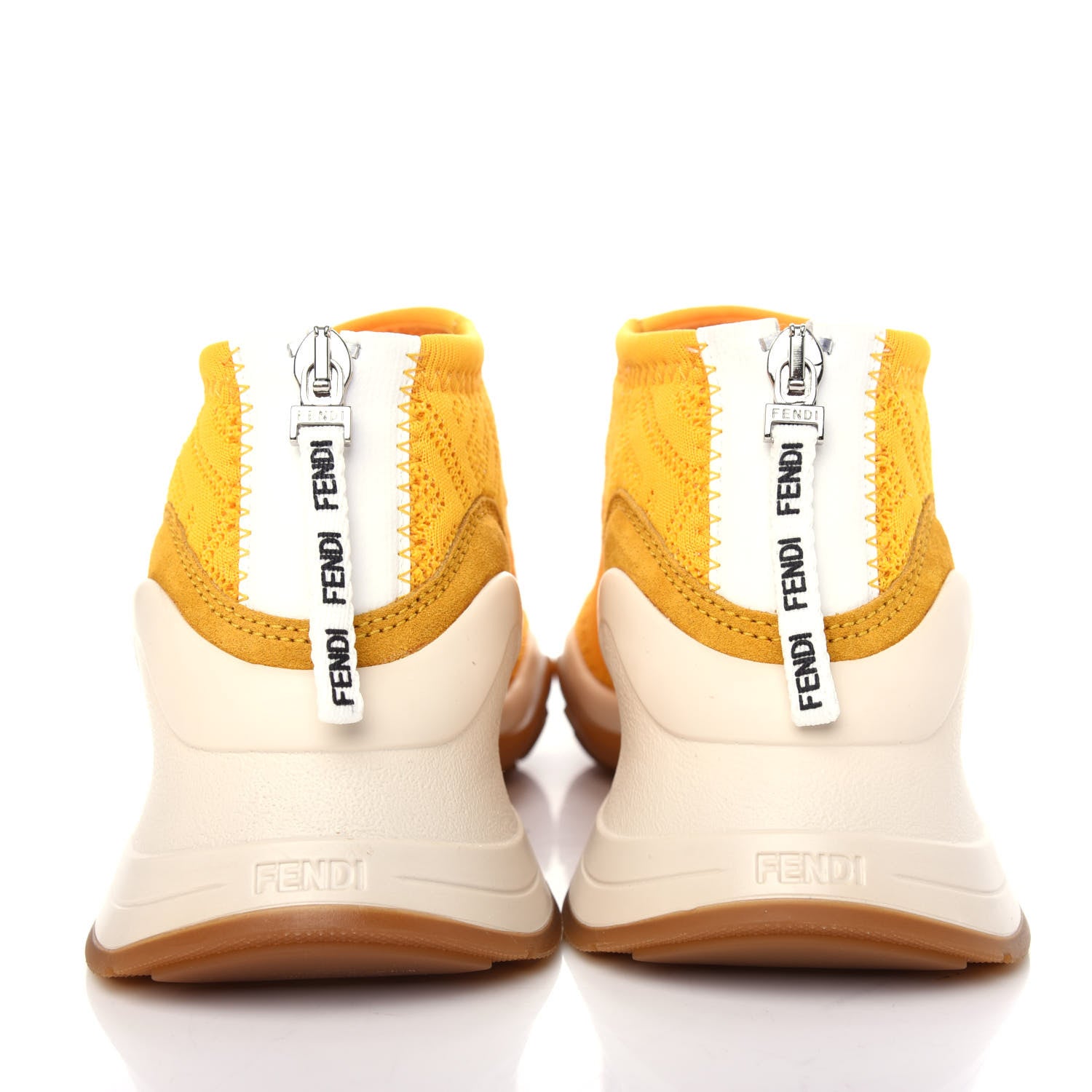 Fendi Technical 3D Mesh Womens FFluid Zip Up Sneakers 36 Reggae Corn White 7 of 10