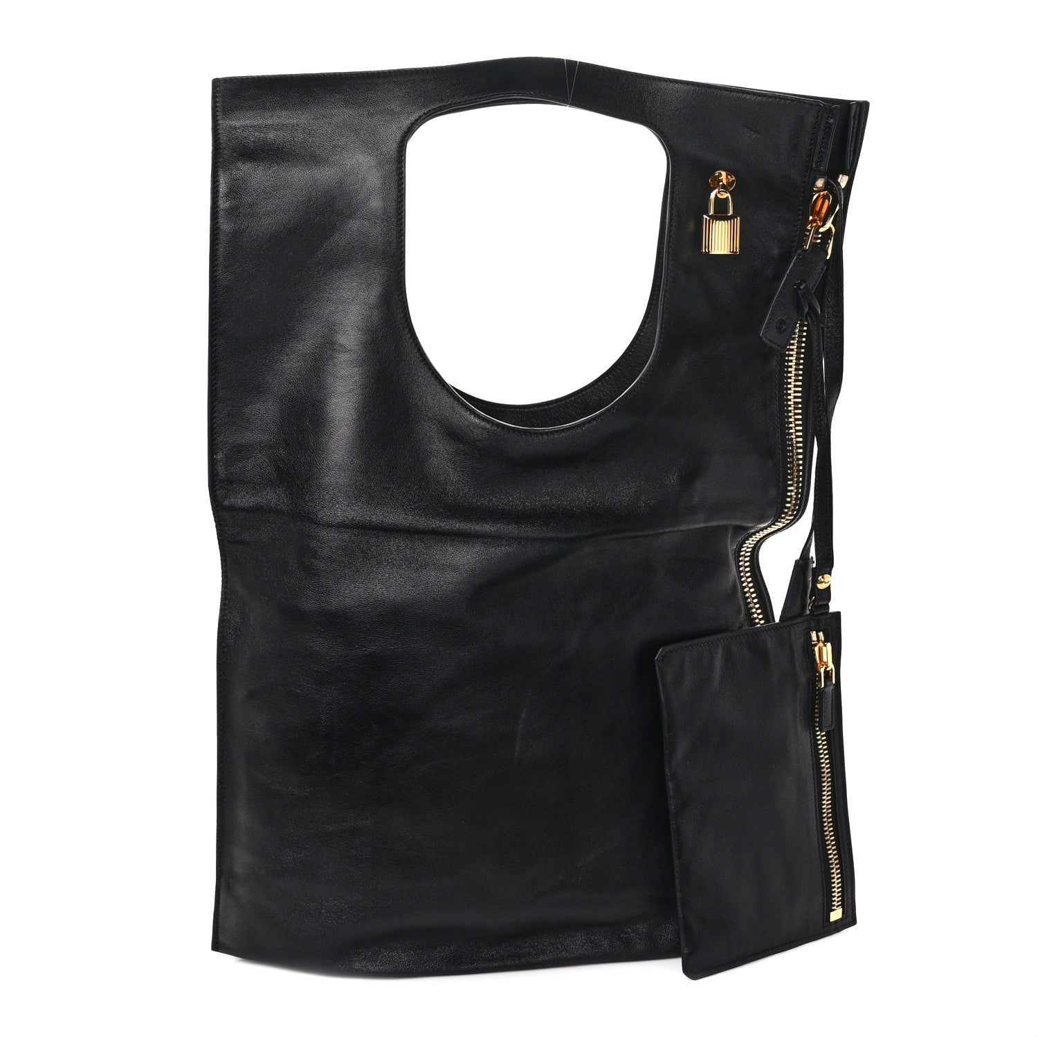 Tom Ford Ramskin Large Alix Padlock Zip Shoulder Bag Black 1 of 10