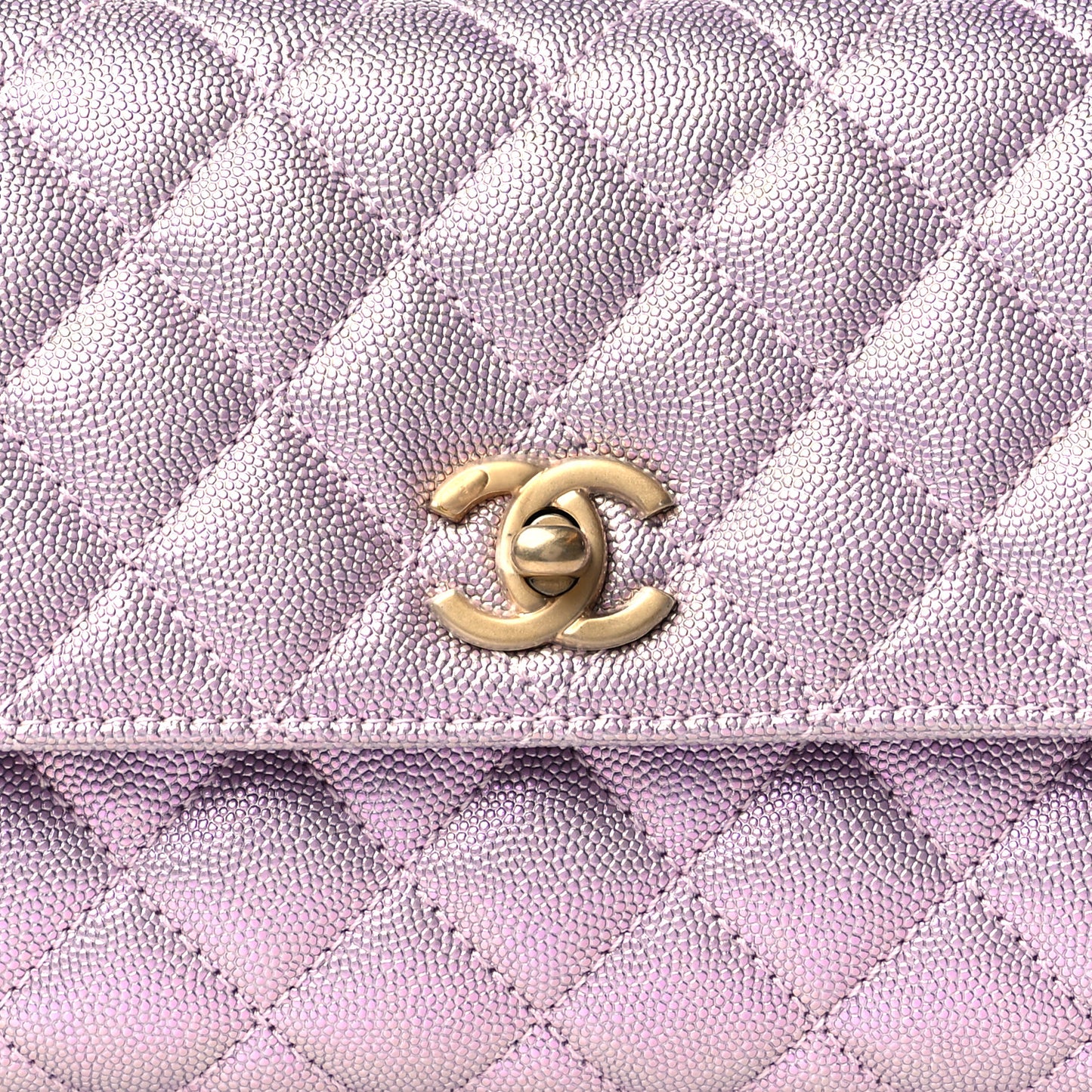 Iridescent Caviar Quilted Mini Coco Handle Flap Light Pink