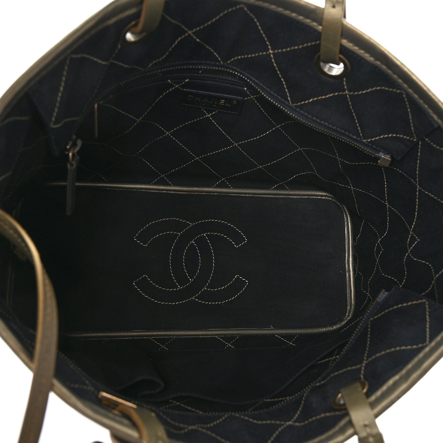 Grained Calfskin Large Shopping Fever Tote Gold