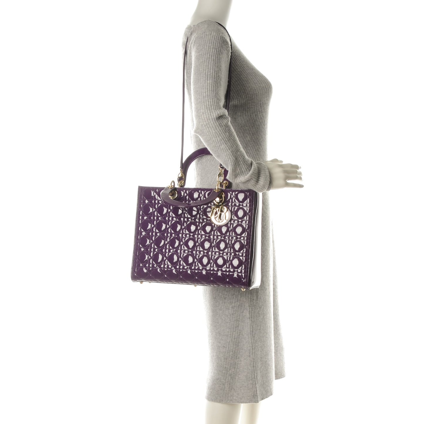 Patent Cannage Large Lady Dior Violet Purple