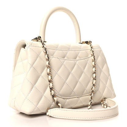 Chanel Caviar Quilted Mini Coco Handle Flap White 3 of 13