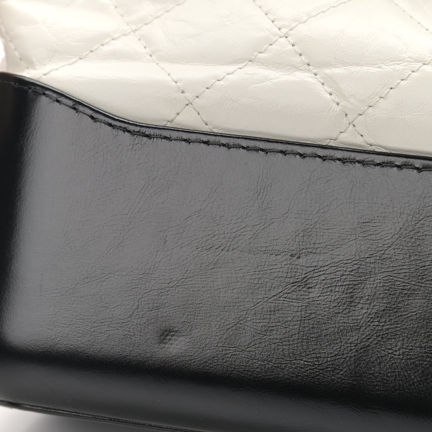 Aged Calfskin Quilted Medium Gabrielle Hobo Black White