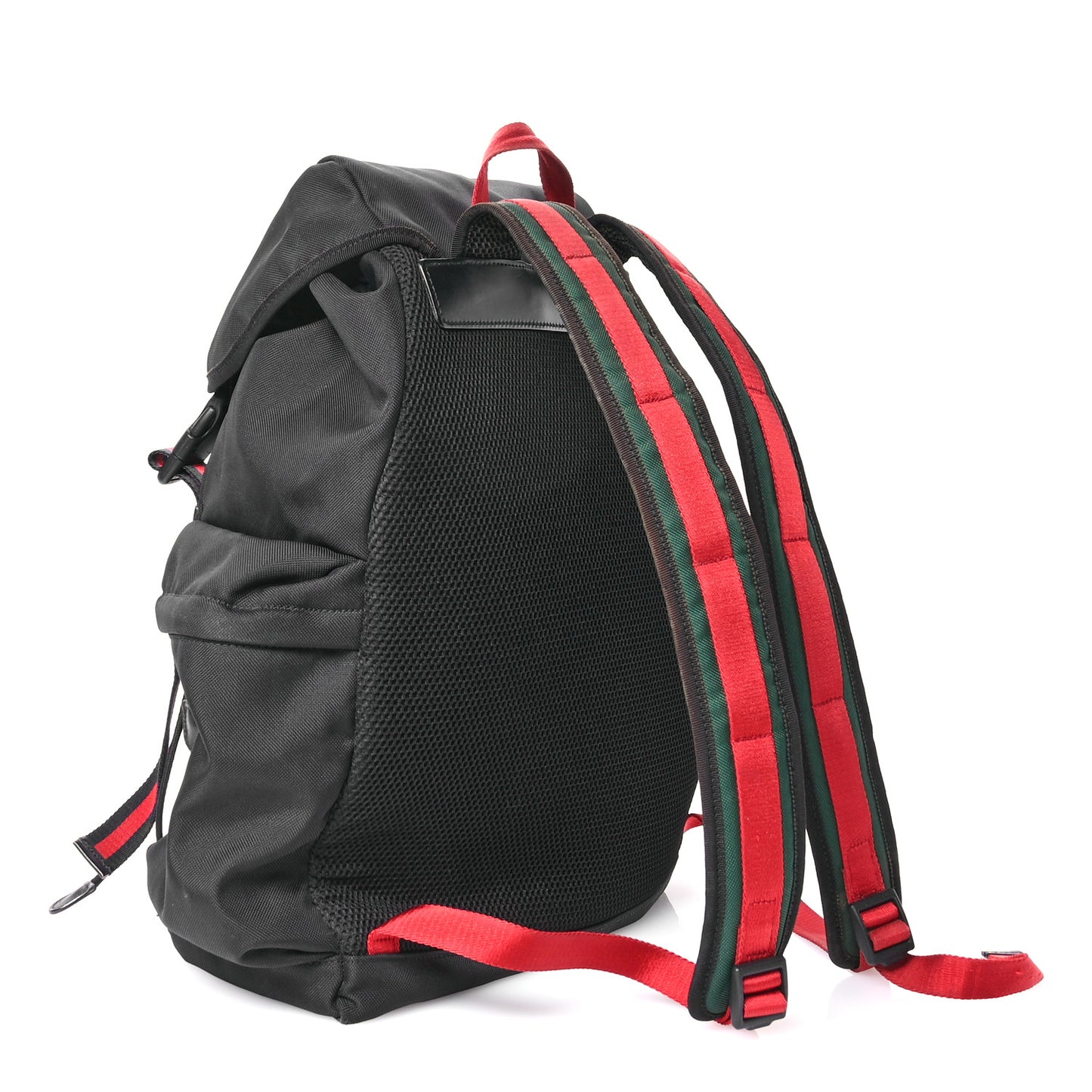 Techno Canvas Web Double Buckle Backpack Black