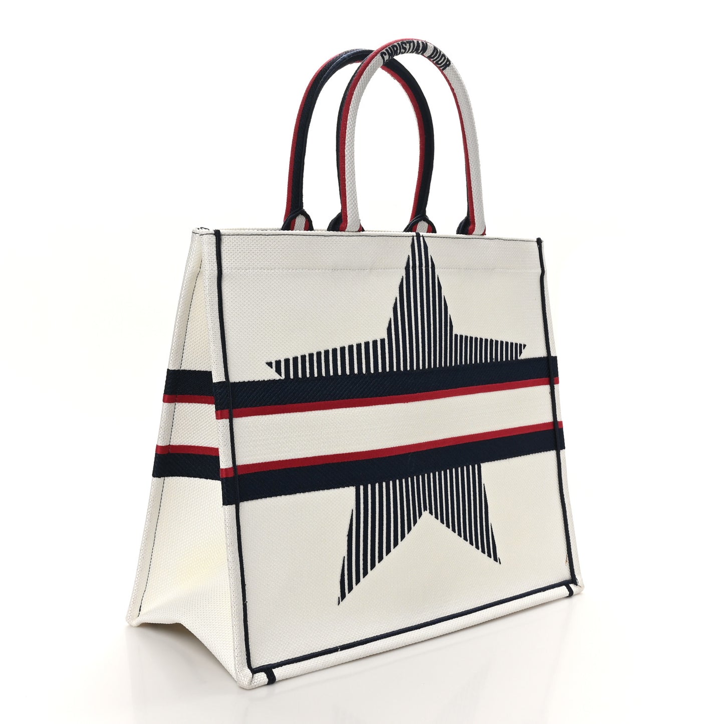 Canvas Embroidered Large Dioralps Book Tote White