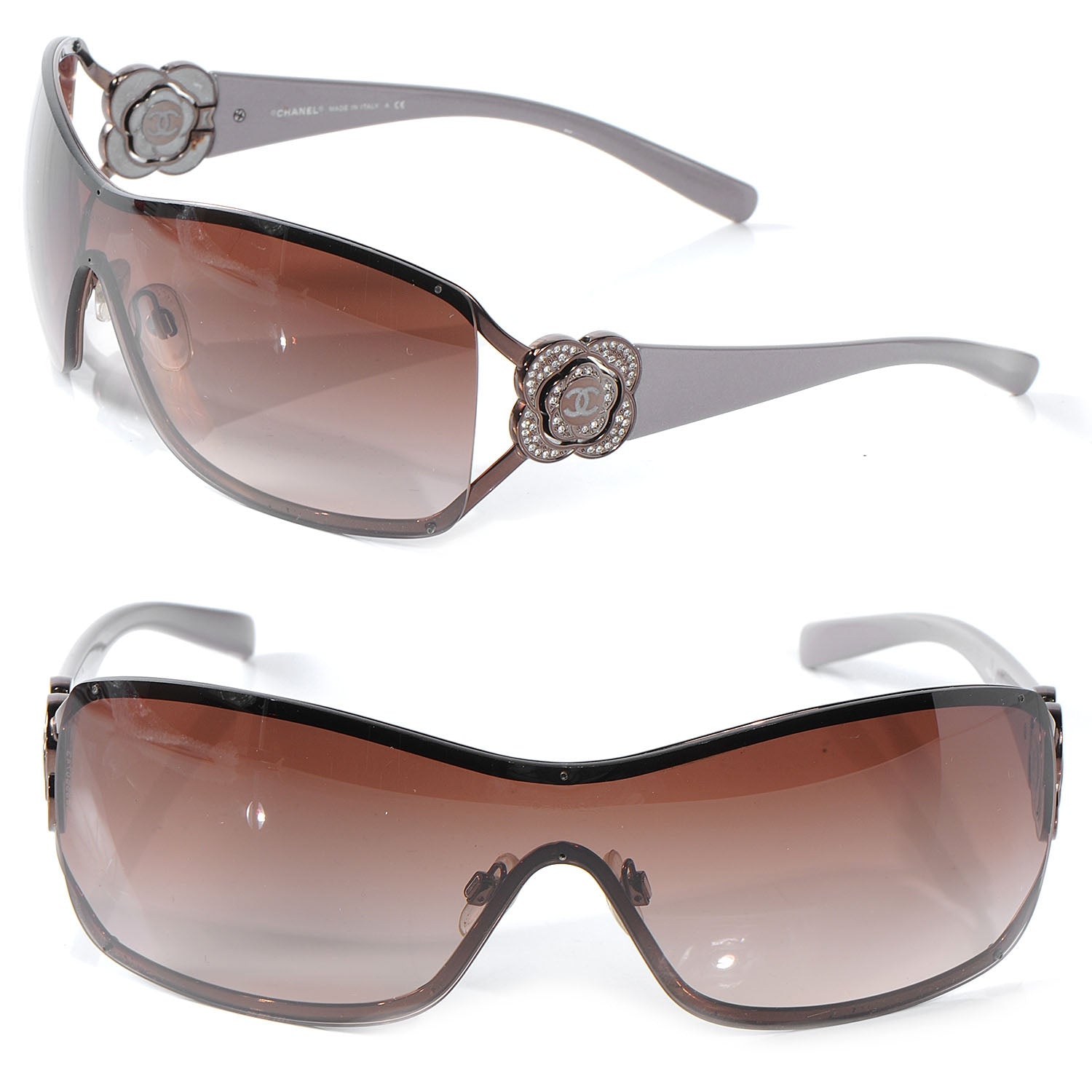 Chanel Swarovski Crystal Camellia CC Sunglasses 4164-B Bronze 1 of 5