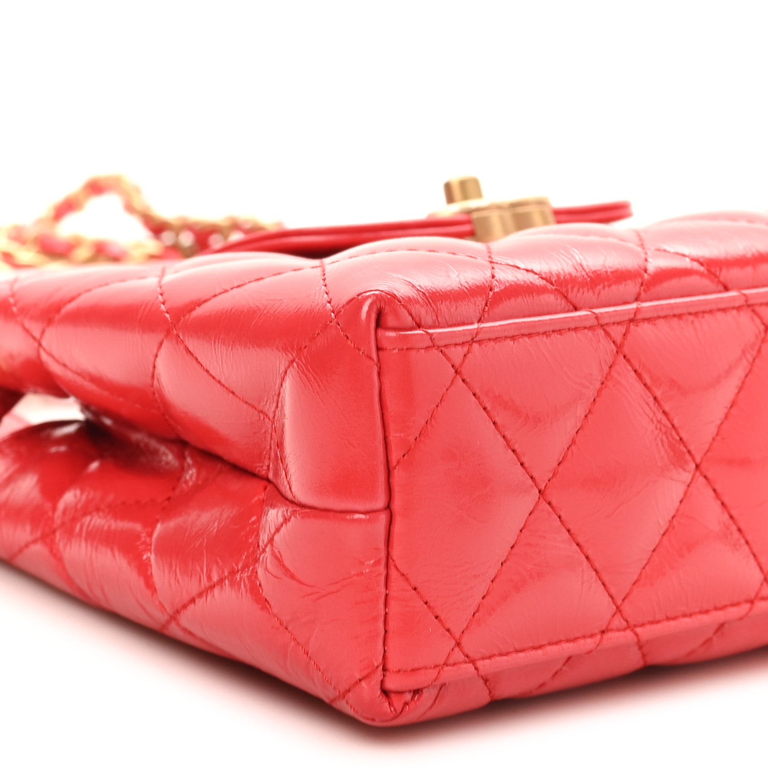 Chanel Shiny Aged Calfskin Quilted Nano Kelly Shopper Dark Red 9 of 11
