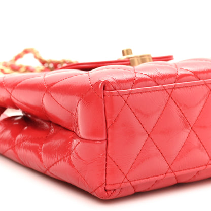 Chanel Shiny Aged Calfskin Quilted Nano Kelly Shopper Dark Red 9 of 11