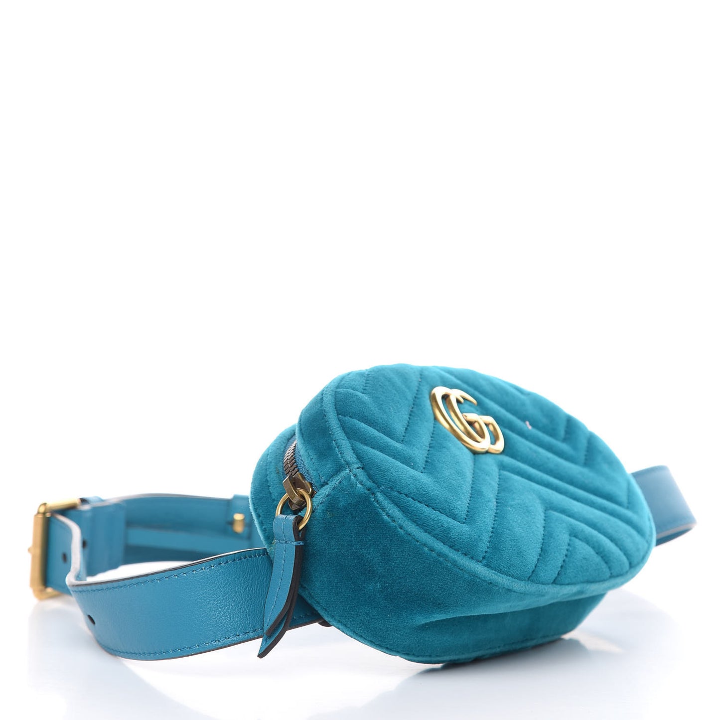Velvet Matelasse GG Marmont Belt Bag 85 34 Pavone Cyan