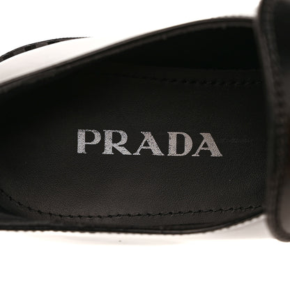 Prada Spazzolato Metal Triangle Logo 50mm Loafers 40 Black 7 of 8