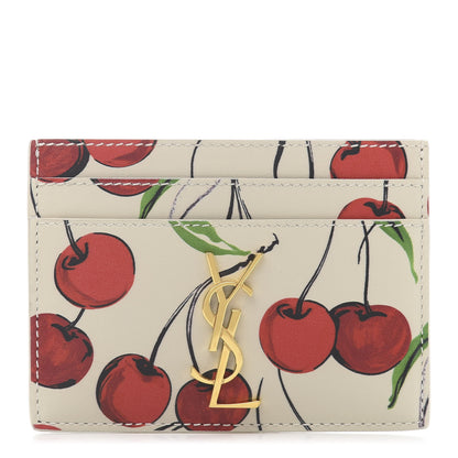 Saint Laurent Calfskin Monogram Cherry Credit Card Case 1 of 10