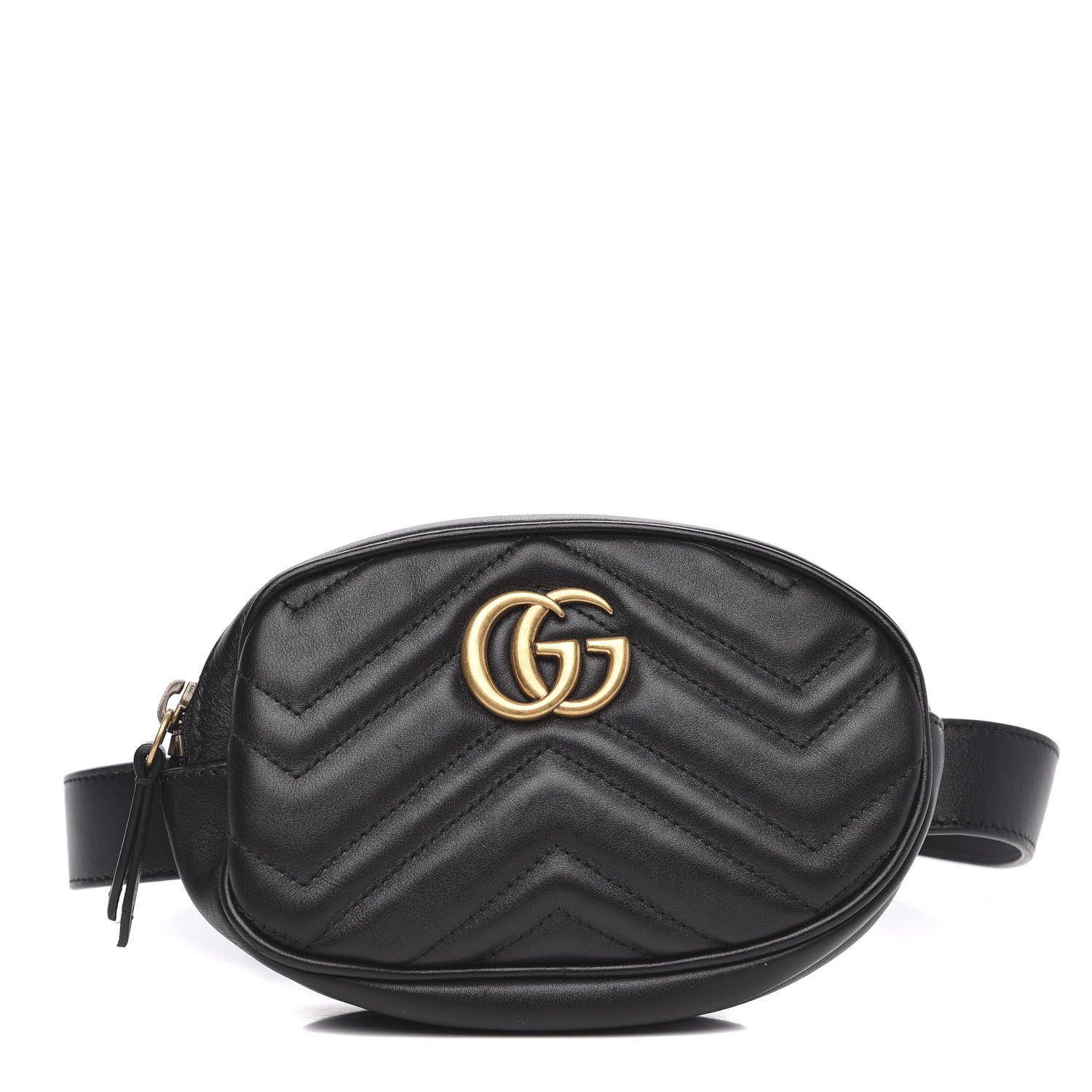 Gucci Calfskin Matelasse GG Marmont Belt Bag 85 34 Black 1 of 12