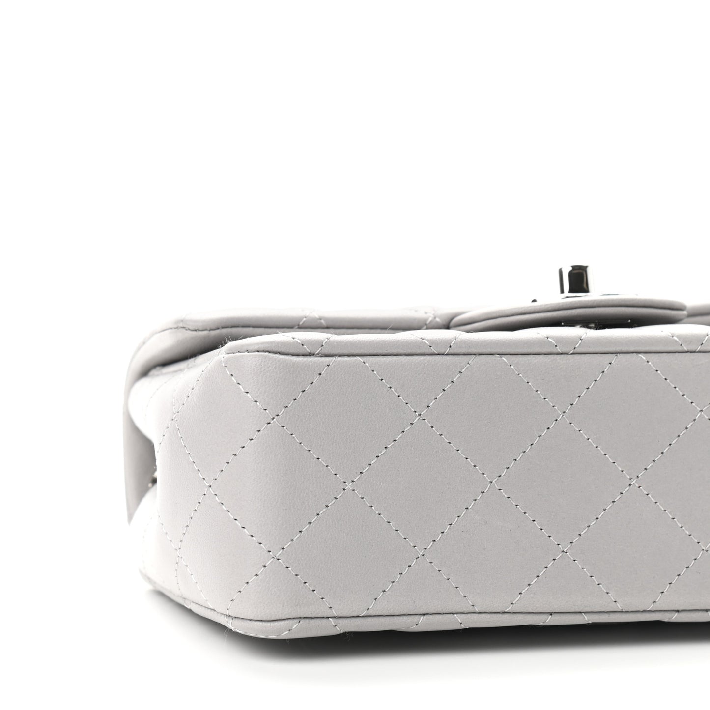 Lambskin Quilted Mini Rectangular Flap Grey