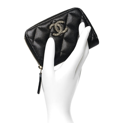 Chanel Caviar Quilted Perforated CC Zip Coin Purse Black 2 of 9
