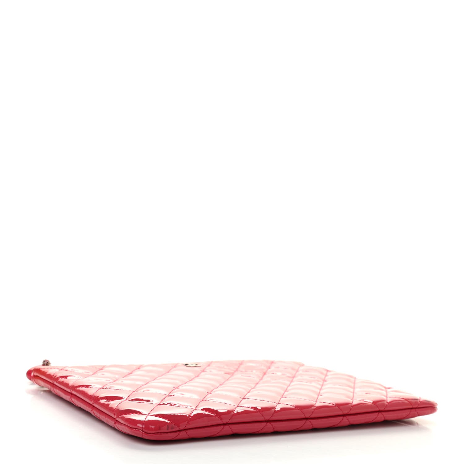 Chanel Patent Calfskin Quilted Valentine Hearts Medium O Cosmetic Case Dark Pink 4 of 11