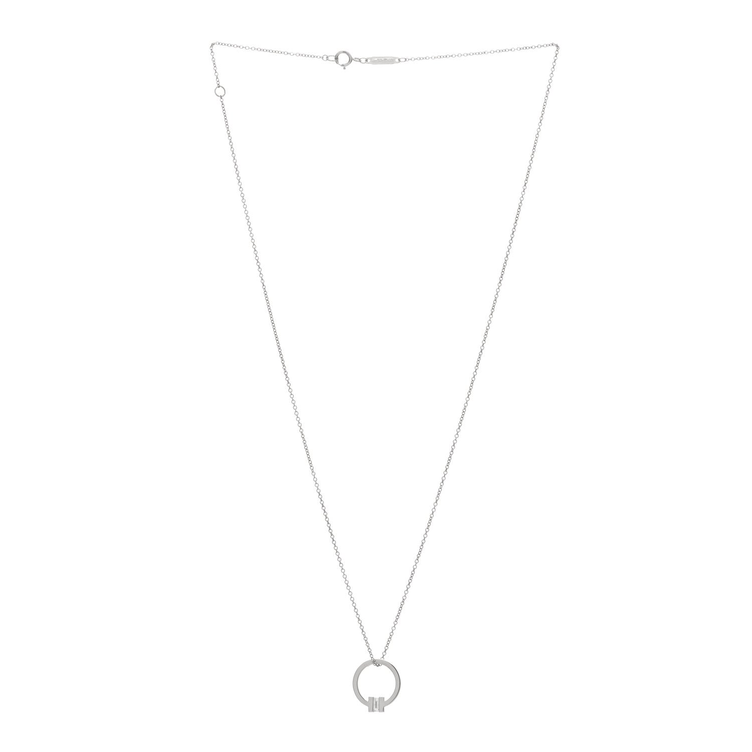 Tiffany 18K White Gold Diamond Tiffany T Baguette Pendant Necklace 2 of 4