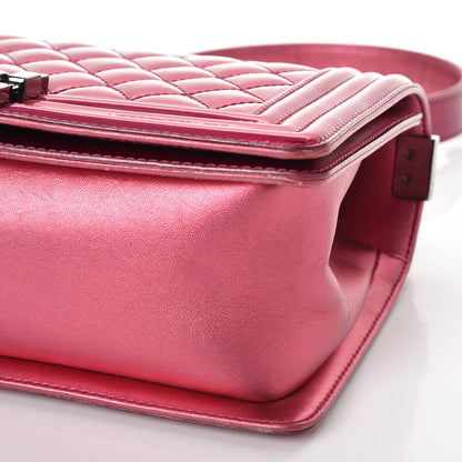 Chanel Metallic Patent Calfskin Quilted Medium Boy Flap Pink 11 of 14