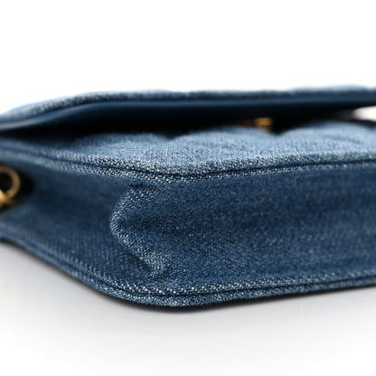 Chanel Denim Quilted CC Pearl Crush Clutch With Chain Blue 10 of 13