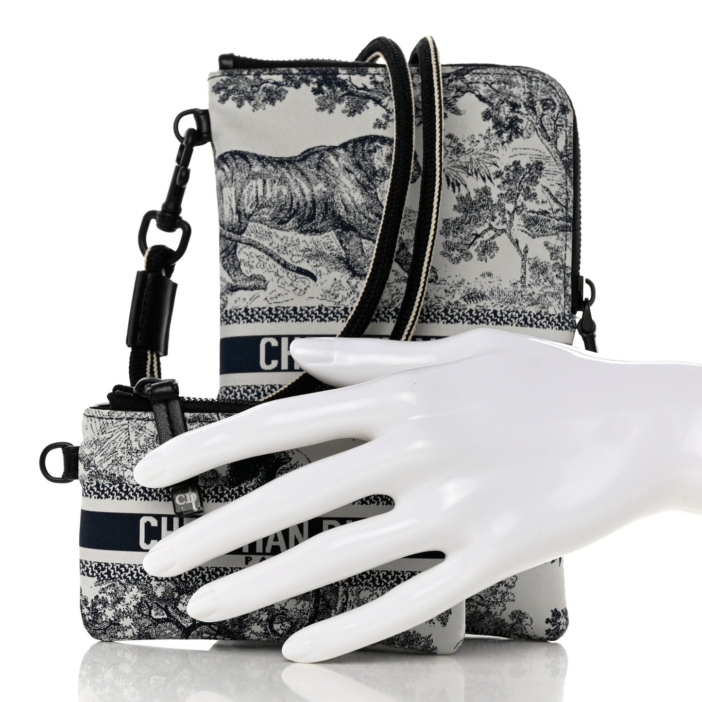 Technical Fabric Embroidered Toile De Jouy DiorTravel Multifunction Pouch Blue