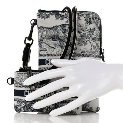 Christian Dior Technical Fabric Embroidered Toile De Jouy DiorTravel Multifunction Pouch Blue 2 of 15