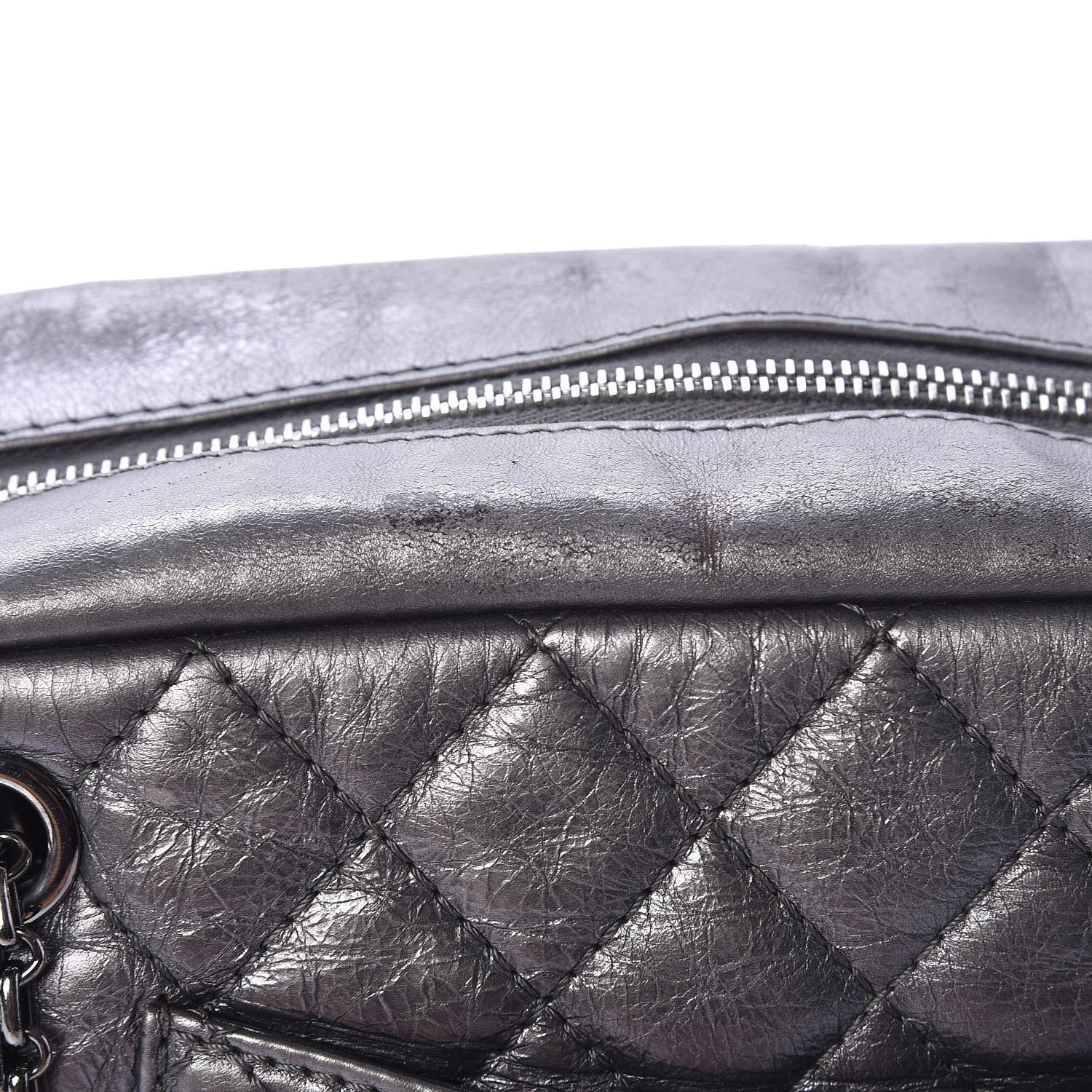 Chanel Metallic Aged Calfskin Quilted Medium Reissue Camera Case Dark Silver 13 of 15