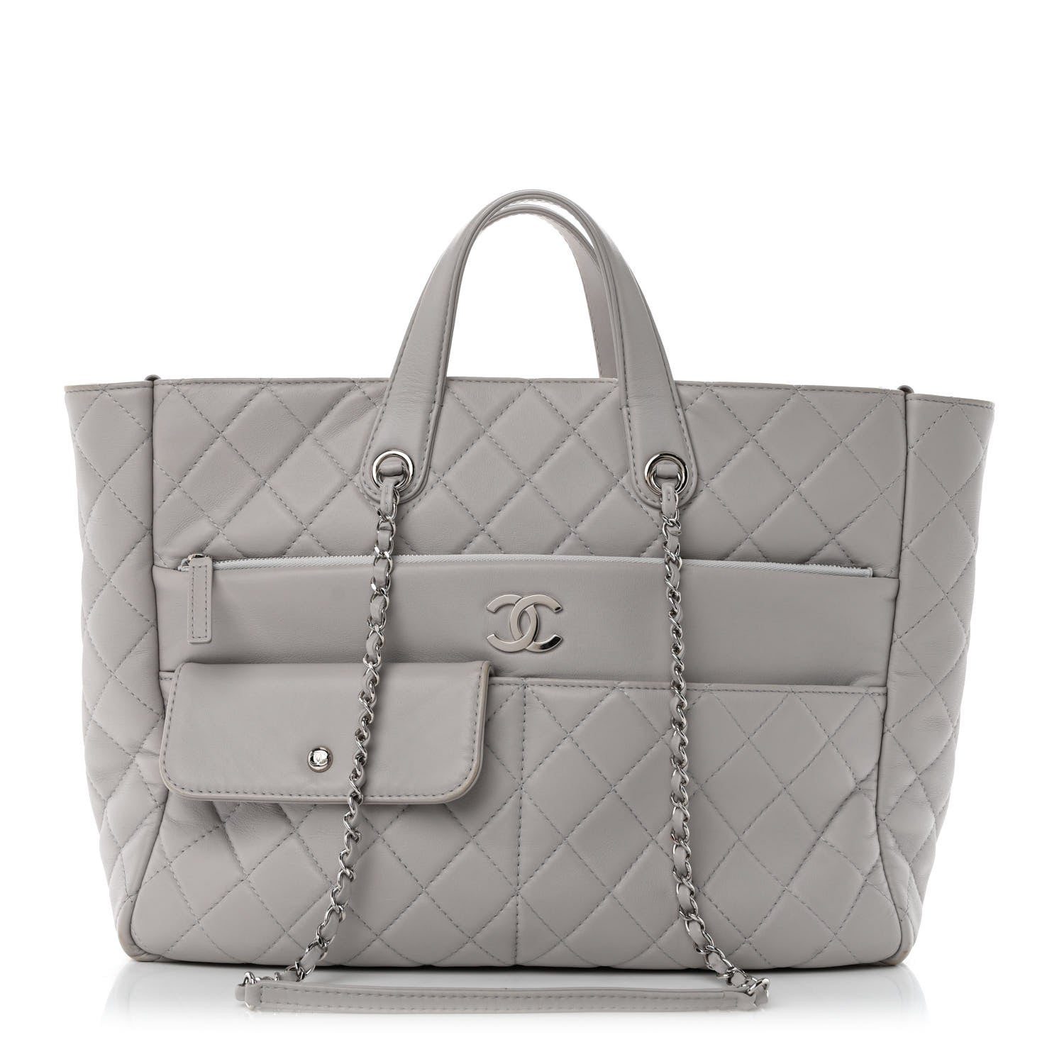 Chanel Calfskin Quilted Ultra Pocket Shopping Tote Grey 1 of 10