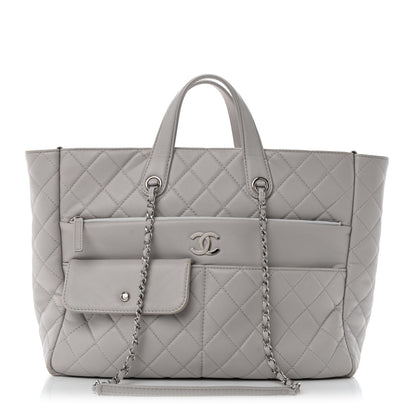 Chanel Calfskin Quilted Ultra Pocket Shopping Tote Grey 1 of 10