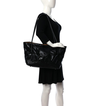 Bottega Veneta Paper Calfskin Maxi Intrecciato Arco Slouch Black Silver 2 of 14