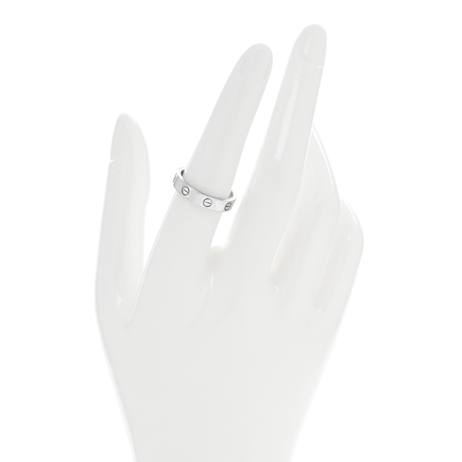 Cartier 18K White Gold Diamond 4mm LOVE Wedding Band Ring 55 7.25 2 of 4