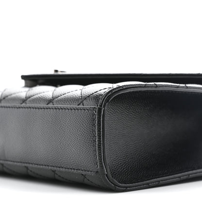 Saint Laurent Grain De Poudre Textured Mixed Matelasse Triquilt Medium Monogram Satchel Black 10 of 10